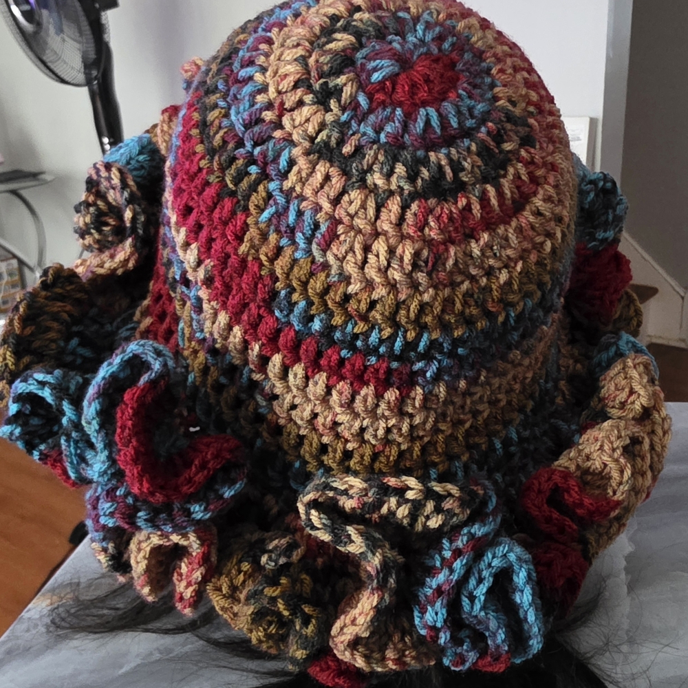 Multicolor Crochet Ruffle Hat - Picture 4 of 8
